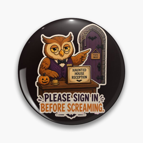 Item preview, Haunted House Receptionist Owl Mug Design, Funny Sarcastic Halloween Illustration designed and sold by Print Loft.