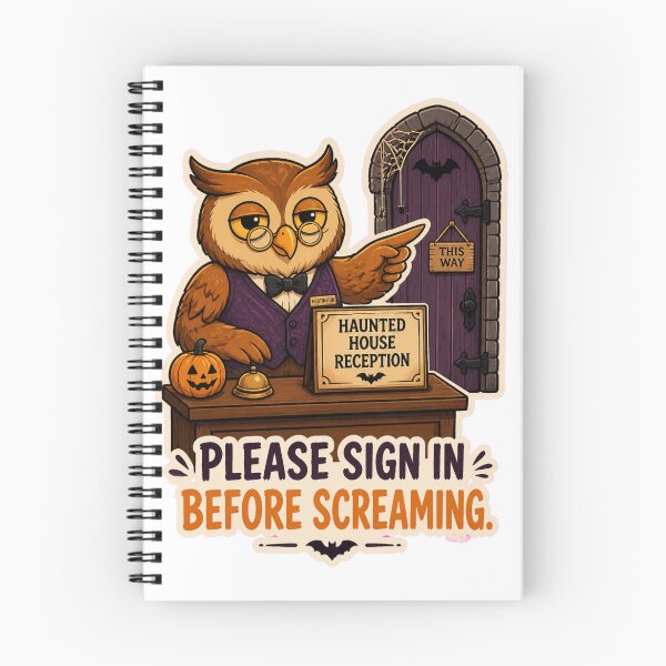 Item preview, Haunted House Receptionist Owl Mug Design, Funny Sarcastic Halloween Illustration designed and sold by Print Loft.
