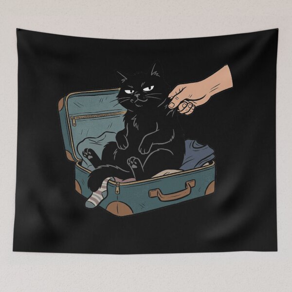 Item preview, Funny Black Cat Sitting in Suitcase Travel Vector Graphic designed and sold by mood-draftsman.