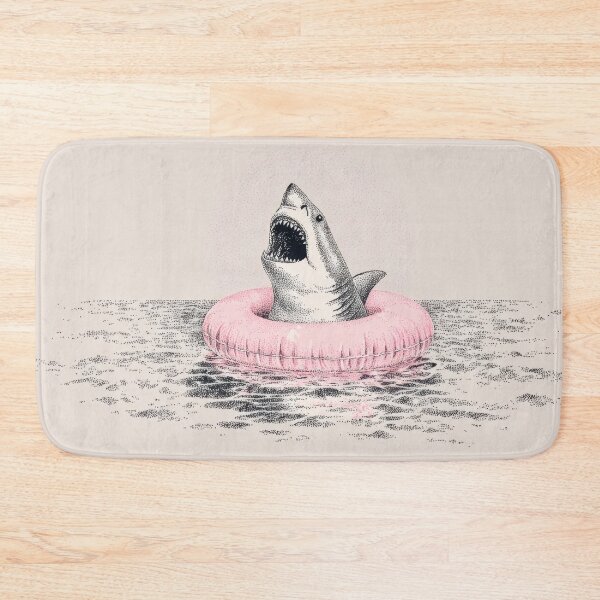Item preview, Shark in pink float in the water designed and sold by anytka.