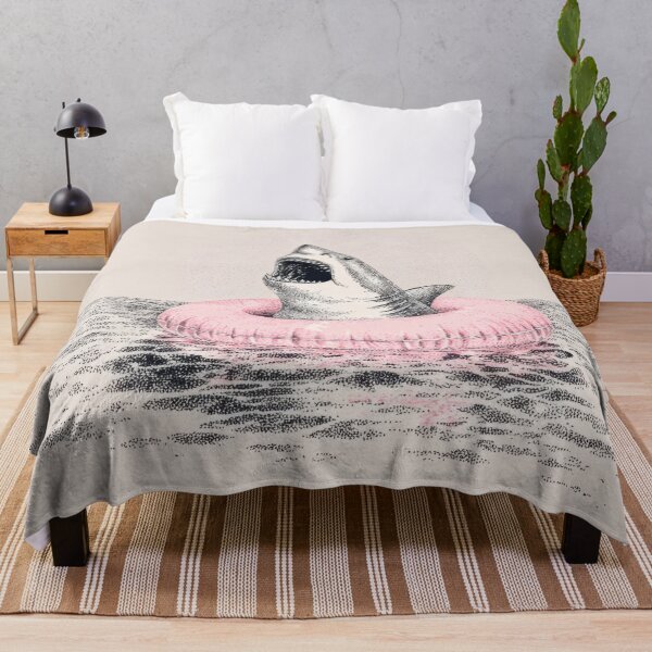 Item preview, Shark in pink float in the water designed and sold by anytka.