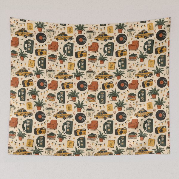 Item preview, Coffeehouse Doodles Retro 90s Seamless Pattern designed and sold by Fanverse Merchandise.
