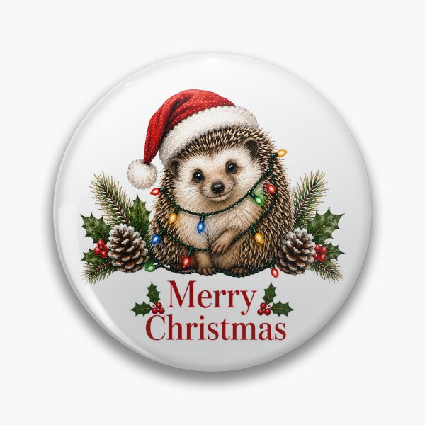 Artikelvorschau, Igel Weihnachten – Merry Christmas Igel mit Weihnachtsmütze & Lichterkette entworfen und verkauft von SVALANART.