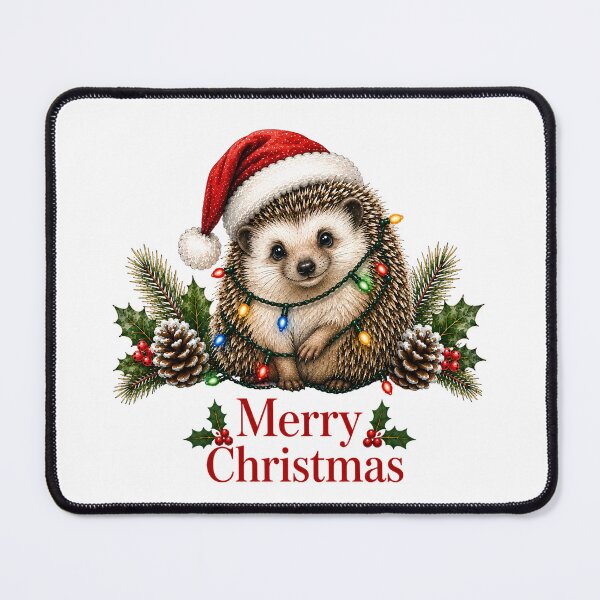 Artikelvorschau, Igel Weihnachten – Merry Christmas Igel mit Weihnachtsmütze & Lichterkette entworfen und verkauft von SVALANART.