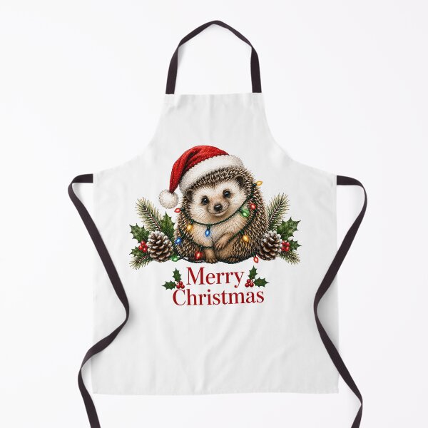 Item preview, Hedgehog Christmas – Merry Christmas Hedgehog with Santa Hat & Christmas Lights designed and sold by SVALANART.