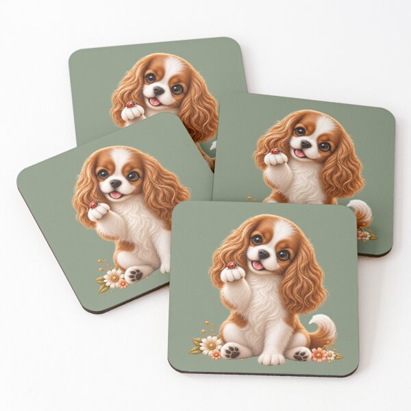 Item preview, Cute Cavalier King Charles Spaniel with Ladybug designed and sold by HO•Designs.