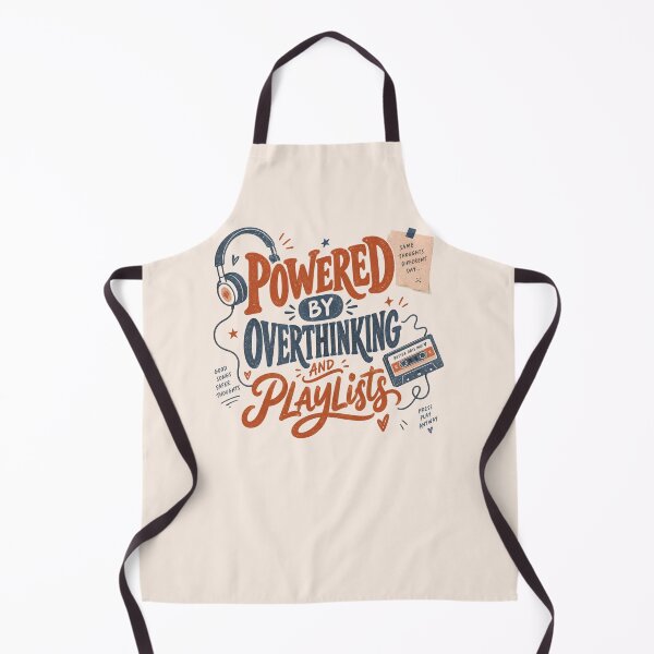 Item preview, Powered By Overthinking And Playlists Funny Typography Tee designed and sold by Fanverse Merchandise.