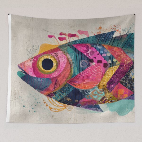 Item preview, Colorful fish art with patterns designed and sold by anytka.