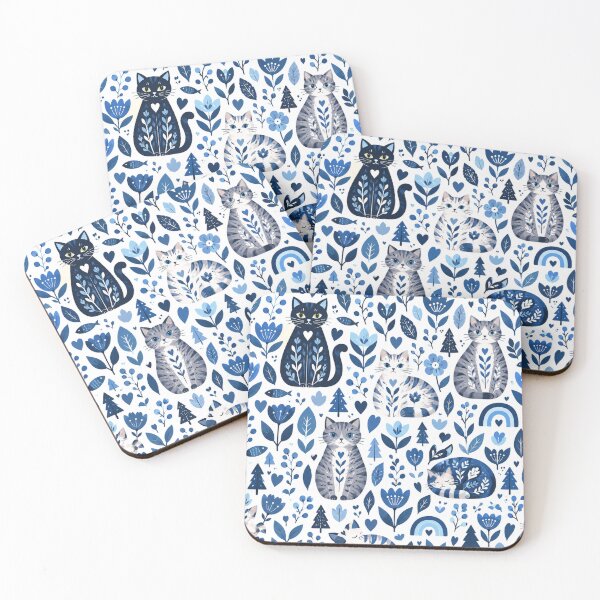 Item preview, Cute Scandinavian Cat Pattern | Nordic Floral Cat Design designed and sold by Aramdesing.