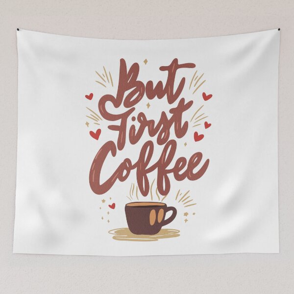 Item preview, But First Coffee Hand‑Lettered Quote Design designed and sold by DinaArtStudio.