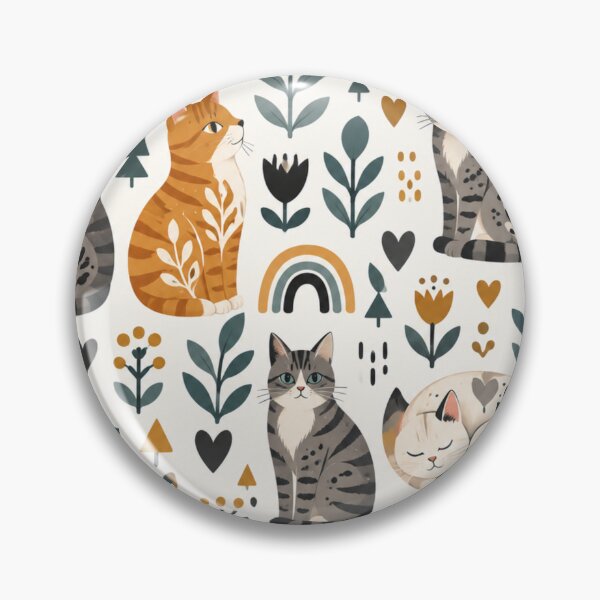 Item preview, Cute Scandinavian Cat Pattern | Nordic Floral Cat Design designed and sold by Aramdesing.
