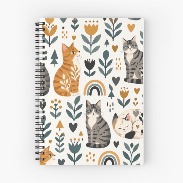 Item preview, Cute Scandinavian Cat Pattern | Nordic Floral Cat Design designed and sold by Aramdesing.