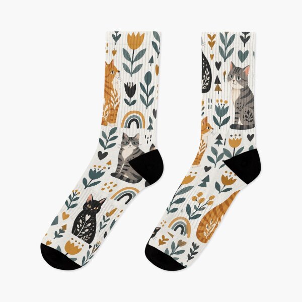 Item preview, Cute Scandinavian Cat Pattern | Nordic Floral Cat Design designed and sold by Aramdesing.