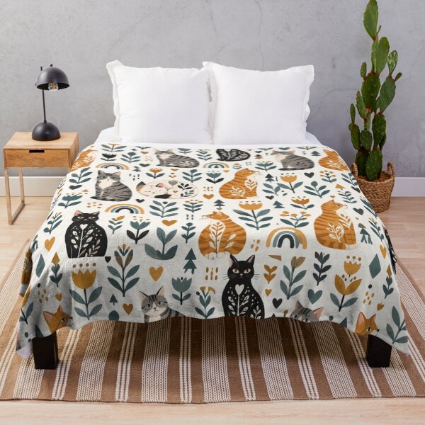 Item preview, Cute Scandinavian Cat Pattern | Nordic Floral Cat Design designed and sold by Aramdesing.