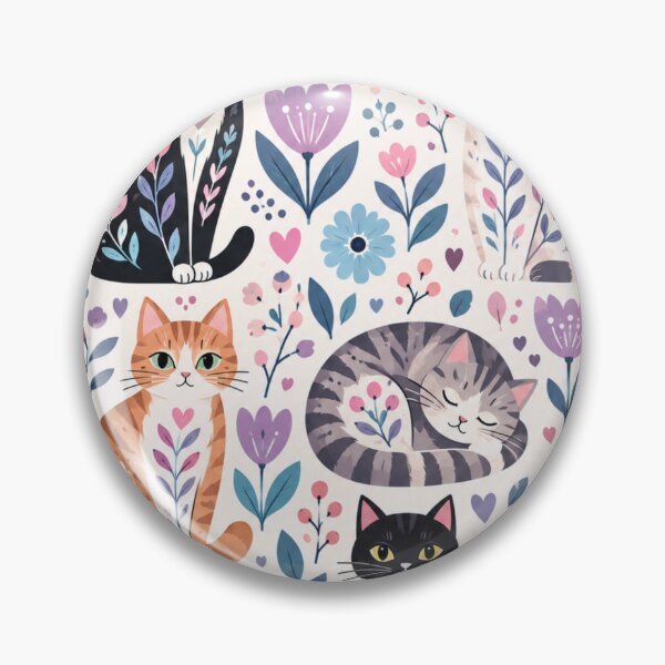 Item preview, Cute Scandinavian Cat Pattern | Nordic Floral Cat Design designed and sold by Aramdesing.
