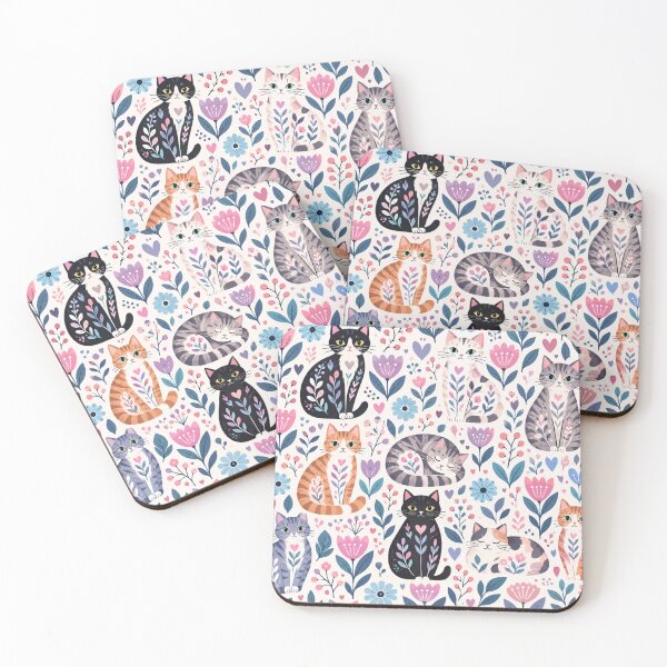 Item preview, Cute Scandinavian Cat Pattern | Nordic Floral Cat Design designed and sold by Aramdesing.
