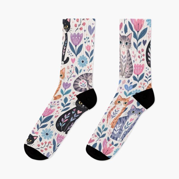 Item preview, Cute Scandinavian Cat Pattern | Nordic Floral Cat Design designed and sold by Aramdesing.