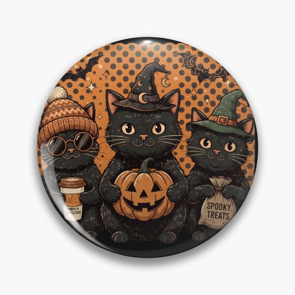 Item preview, Pumpkin Catpuccino Cute Black Cats Spooky Treats Retro Polka Dot Classic T-Shirt designed and sold by Basma Designs | Retro, Kawaii Shirts & Stickers.