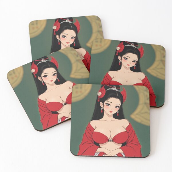 Item preview, Japanese Style Red Kimono Girl Illustration designed and sold by EgoSovereign.