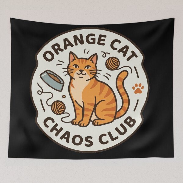 Item preview, Orange Cat Chaos Club Vintage Badge Graphic designed and sold by mood-draftsman.