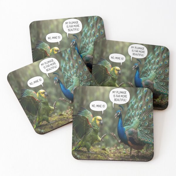 Item preview, Funny Parrot and Peacock Plumage Argument Wildlife Humor Art designed and sold by AfresStudio.