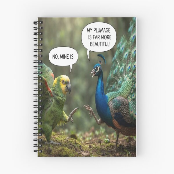 Item preview, Funny Parrot and Peacock Plumage Argument Wildlife Humor Art designed and sold by AfresStudio.