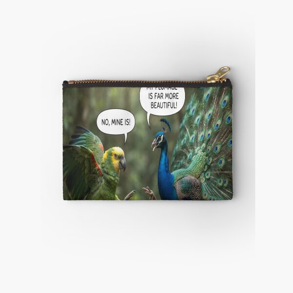 Item preview, Funny Parrot and Peacock Plumage Argument Wildlife Humor Art designed and sold by AfresStudio.
