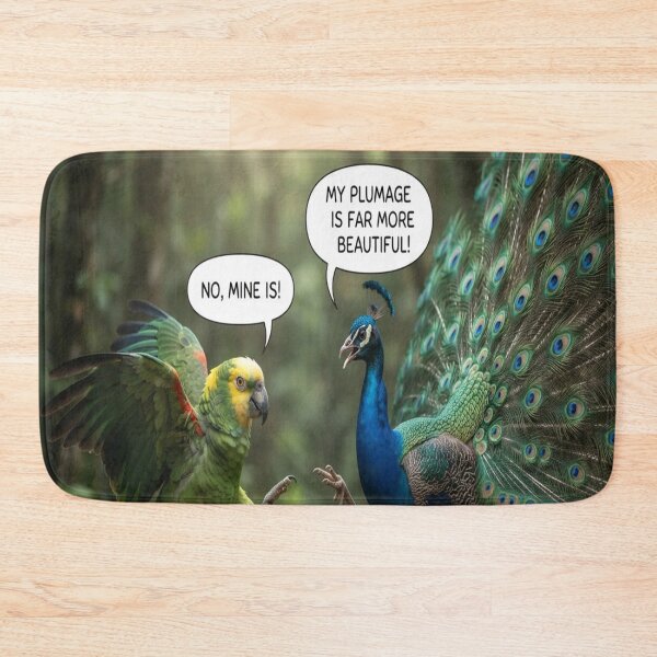 Item preview, Funny Parrot and Peacock Plumage Argument Wildlife Humor Art designed and sold by AfresStudio.