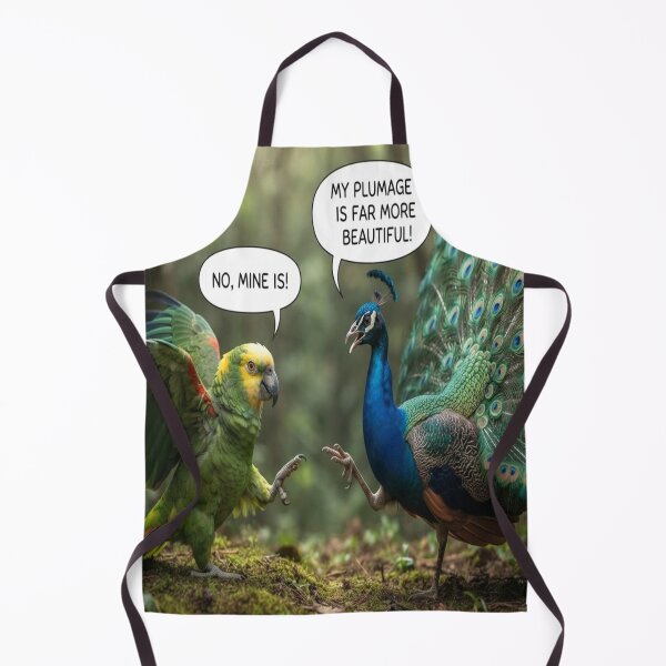 Item preview, Funny Parrot and Peacock Plumage Argument Wildlife Humor Art designed and sold by AfresStudio.