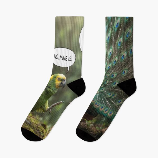 Item preview, Funny Parrot and Peacock Plumage Argument Wildlife Humor Art designed and sold by AfresStudio.