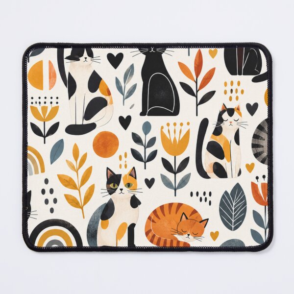 Item preview, Cute Scandinavian Cat Pattern | Nordic Floral Cat Design designed and sold by Aramdesing.