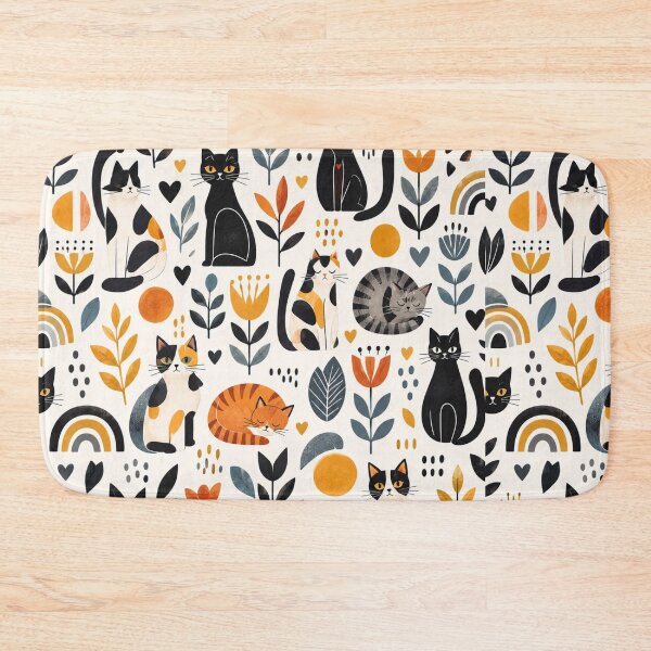 Item preview, Cute Scandinavian Cat Pattern | Nordic Floral Cat Design designed and sold by Aramdesing.