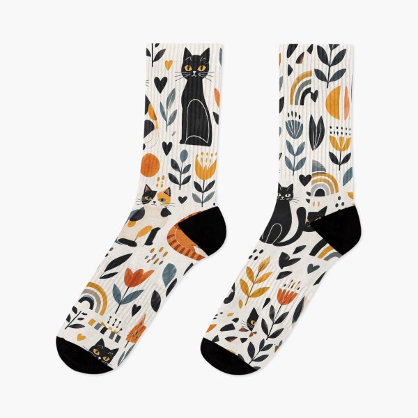 Item preview, Cute Scandinavian Cat Pattern | Nordic Floral Cat Design designed and sold by Aramdesing.
