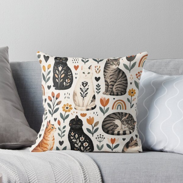 Item preview, Cute Scandinavian Cat Pattern | Nordic Floral Cat Design designed and sold by Aramdesing.