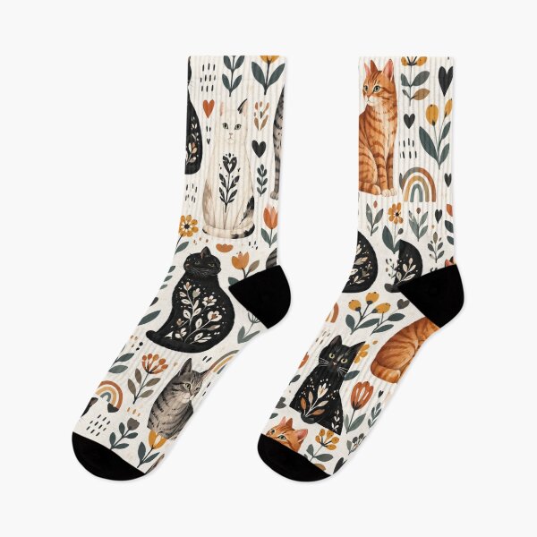 Item preview, Cute Scandinavian Cat Pattern | Nordic Floral Cat Design designed and sold by Aramdesing.