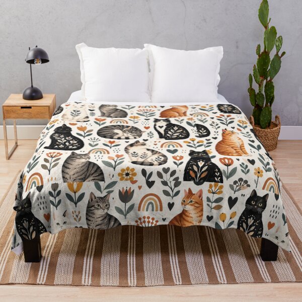 Item preview, Cute Scandinavian Cat Pattern | Nordic Floral Cat Design designed and sold by Aramdesing.