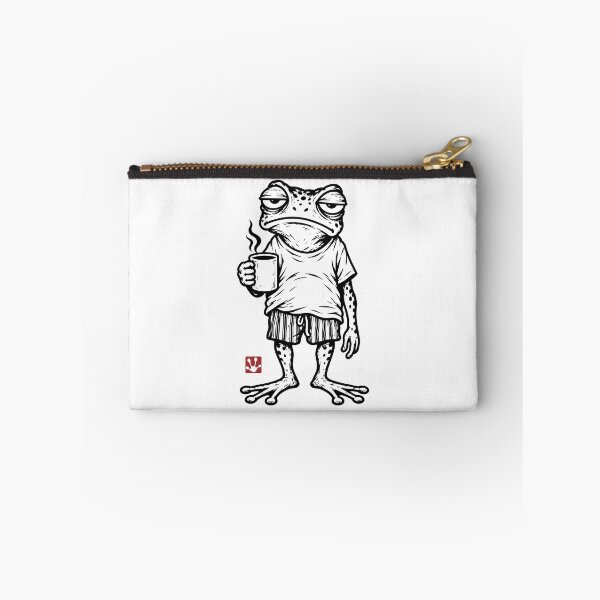 Item preview, Copy of Morning Rude Funny Tired Frog Coffee Vintage Linocut designed and sold by Kumabushi.