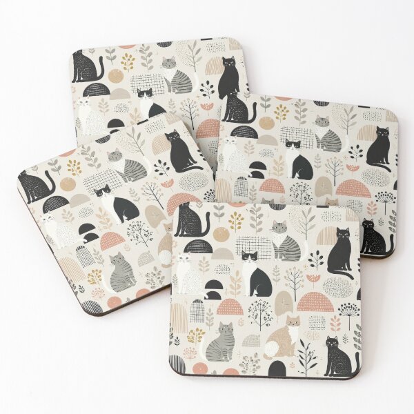 Item preview, Cute Scandinavian Cat Pattern | Nordic Floral Cat Design designed and sold by Aramdesing.