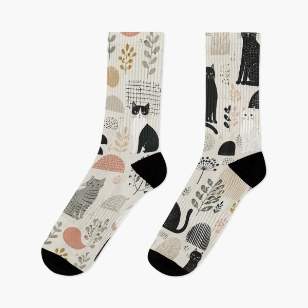Item preview, Cute Scandinavian Cat Pattern | Nordic Floral Cat Design designed and sold by Aramdesing.