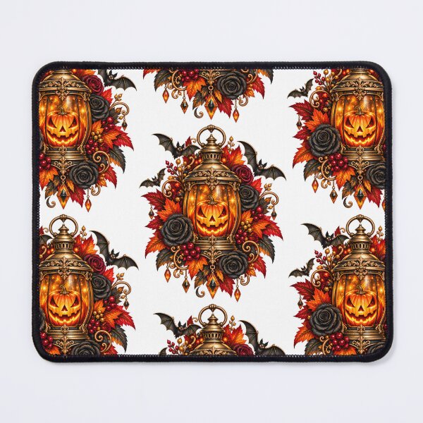 Item preview, Gothic Halloween Lantern – Glowing Pumpkin, Roses & Autumn Leaves designed and sold by Clothes With Smiling Animals Walt Gral.