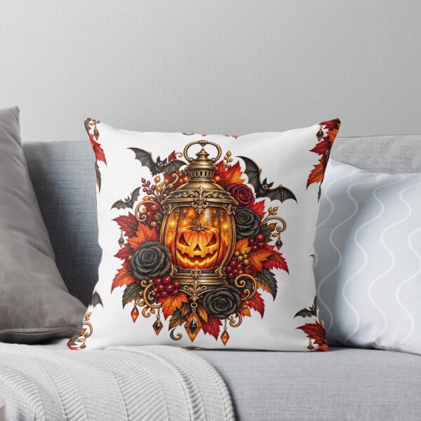 Item preview, Gothic Halloween Lantern – Glowing Pumpkin, Roses & Autumn Leaves designed and sold by Clothes With Smiling Animals Walt Gral.