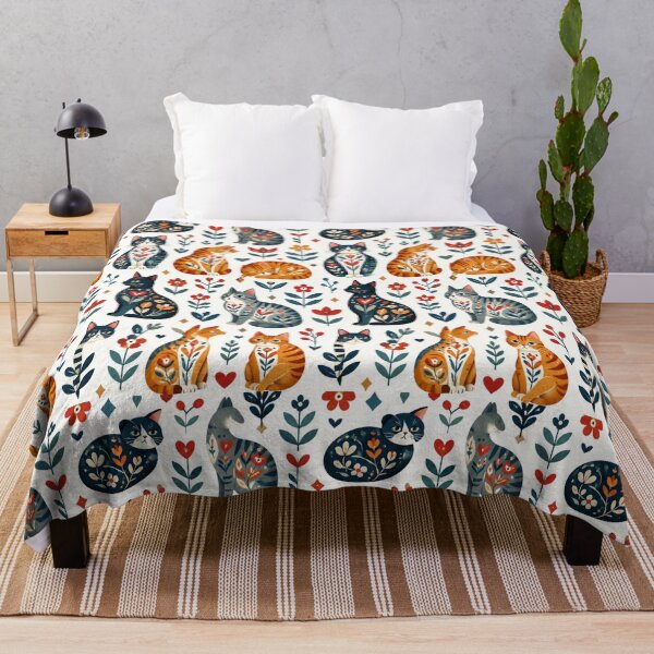 Item preview, Cute Scandinavian Cat Pattern | Nordic Floral Cat Design designed and sold by Aramdesing.
