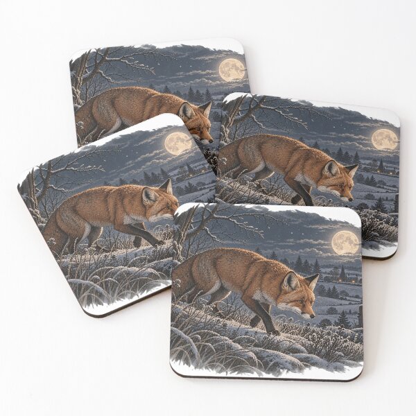 Item preview, Fox on a Frosty Night – Winter Woodland Art designed and sold by RKWSHOP.