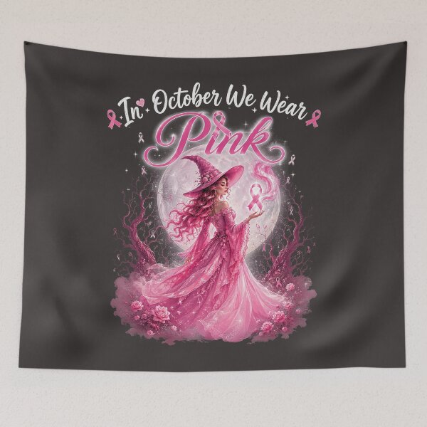 Item preview, In October We Wear Pink Witch Breast Cancer Awareness Halloween designed and sold by DYAFLK.