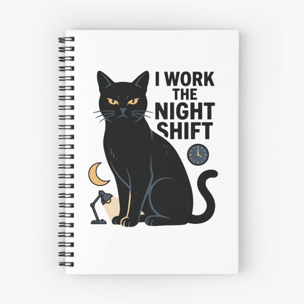 Item preview, Funny Black Cat I Work The Night Shift Quote Graphic designed and sold by mood-draftsman.