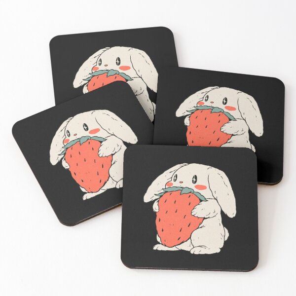 Item preview, Cute Bunny Holding Giant Strawberry | Cottagecore Wholesome Bunny Art designed and sold by kuwagatamushi.
