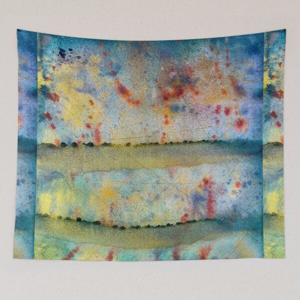 Item preview, Celestial Cartography, Teal Gold and Red Abstract designed and sold by ArithraStudio.