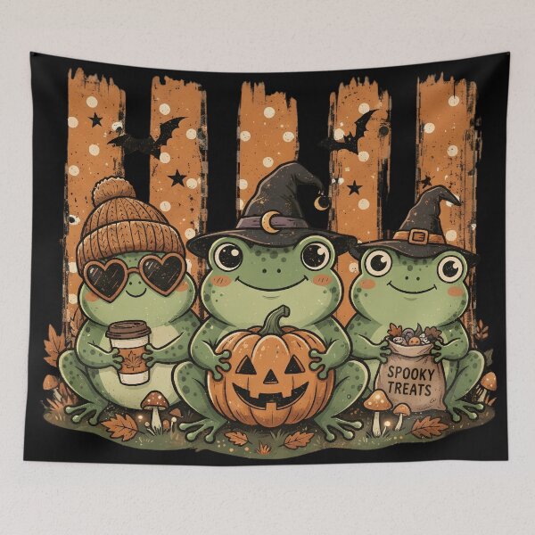 Item preview, Cute Halloween Frog Witches Retro Art designed and sold by Basma Designs | Retro, Kawaii Shirts & Stickers.