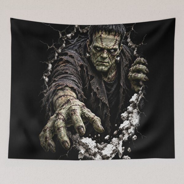 Item preview, Stitched Monster Breaking Through Wall – Gothic Horror Creature Halloween Art designed and sold by Kruti Collection.