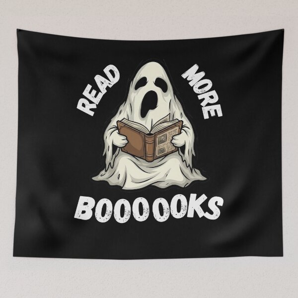 Item preview, Read More Booooooks Spooky Ghost Reading Bookworm designed and sold by Jacob Zubek.